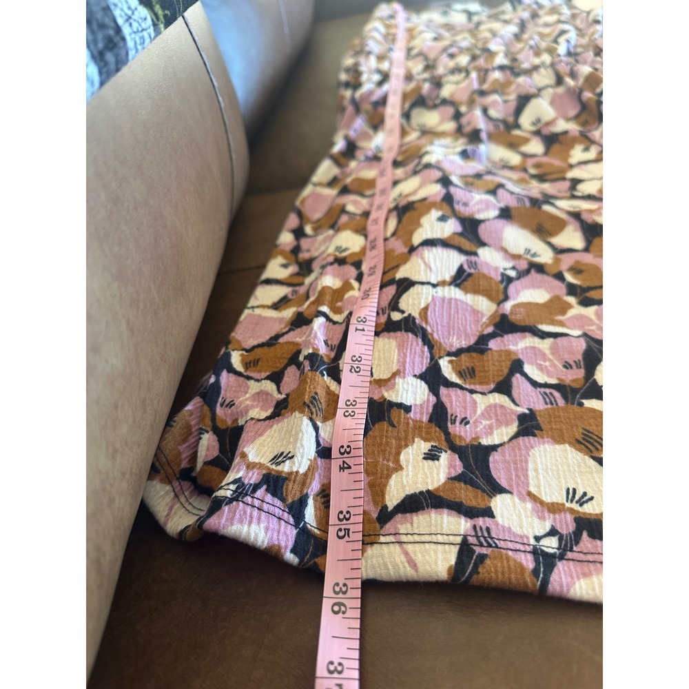 Nine West Dress Medium Brown Pink Floral Print Long Sleeve V Neck NEW - Picture 10 of 10